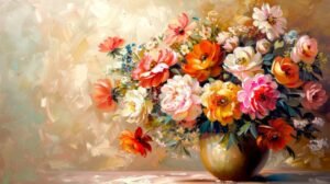 buque de flores coloridas em vaso elegante