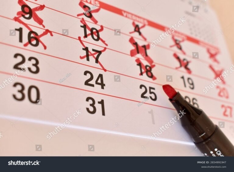 calendario com marcacoes de dias destacados