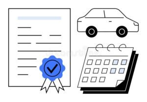 carro com documentos e calendario juntos