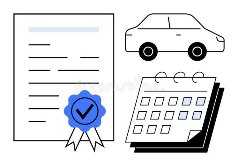 carro com documentos e calendario juntos