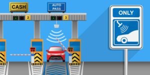 carro passando por pedagio com tag eletronica