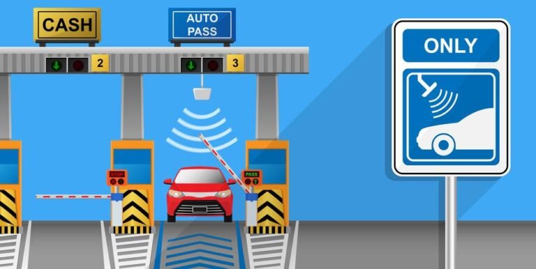 carro passando por pedagio com tag eletronica