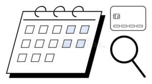 cartao de credito e calendario destacando datas