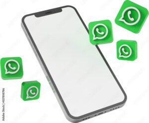 celulares conectados com icones de whatsapp