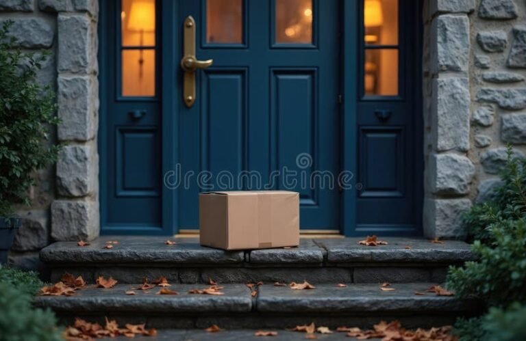 entrega de pacote em casa a noite