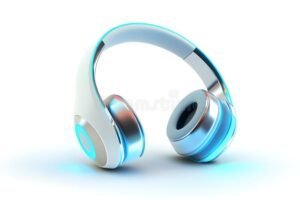 fones de ouvido sem fio modernos sobre fundo branco