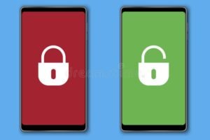 icone de smartphone com cadeado aberto digital