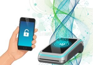 maos segurando smartphone com icone de desbloqueio