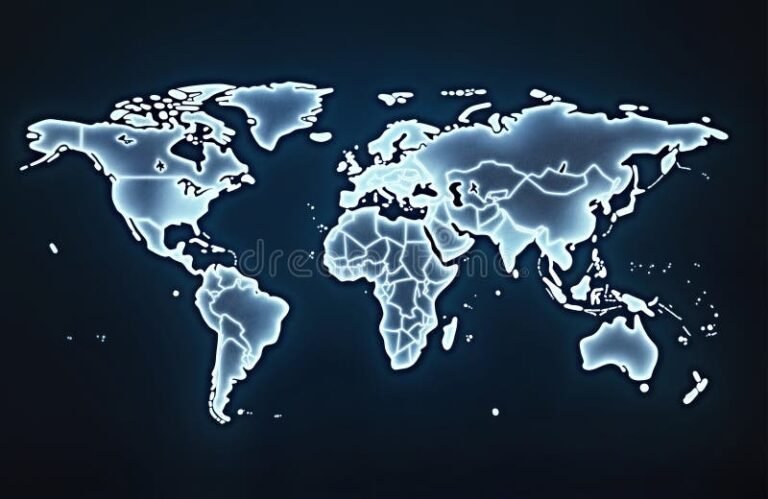 mapa mundi com conexoes digitais destacadas