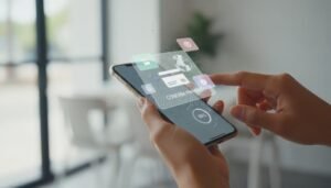 pessoa fazendo pagamento com smartphone moderno