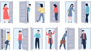 pessoa fechando a porta de um escritorio