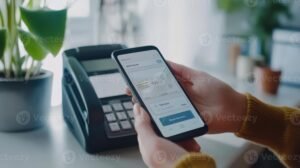 pessoa usando smartphone para transacao pix