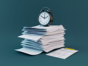 relogio e contrato de trabalho sendo rompido