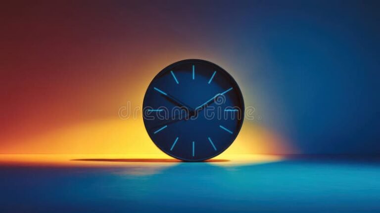 relogio marcando inicio da noite com luzes