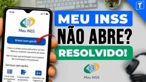 smartphone com aplicativo meu inss aberto