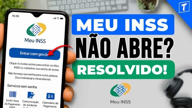 smartphone com aplicativo meu inss aberto