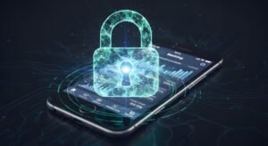 smartphone com cadeado digital na tela